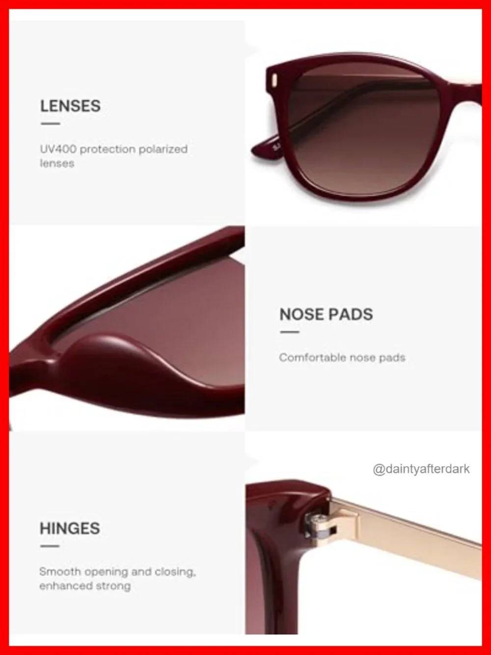 Oversized Square Polarized Sunglasses for Women UV400